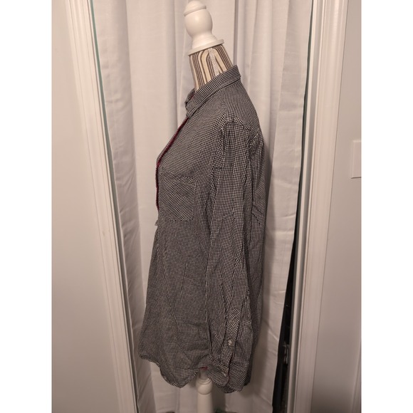 Victoria's Secret Black & White Gingham Long Sleeve Cotton/Silk Shirt‎ Large - Picture 7 of 12